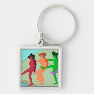 Beach Dance Fyrkantig Silverfärgad Nyckelring
