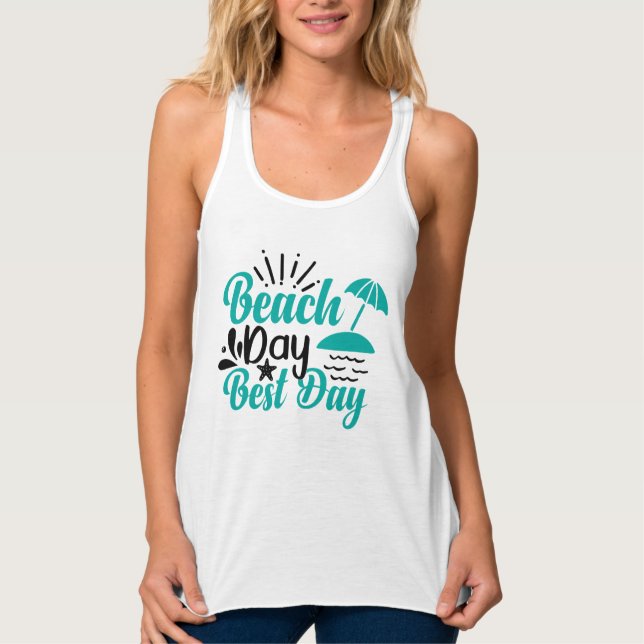 Beach Day Best Day-68634 Linne Med Racerback (Framsida)