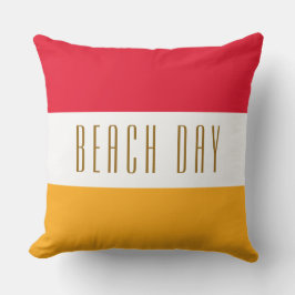 BEACH DAY Bright Red Gult Orange White Rand Kudde