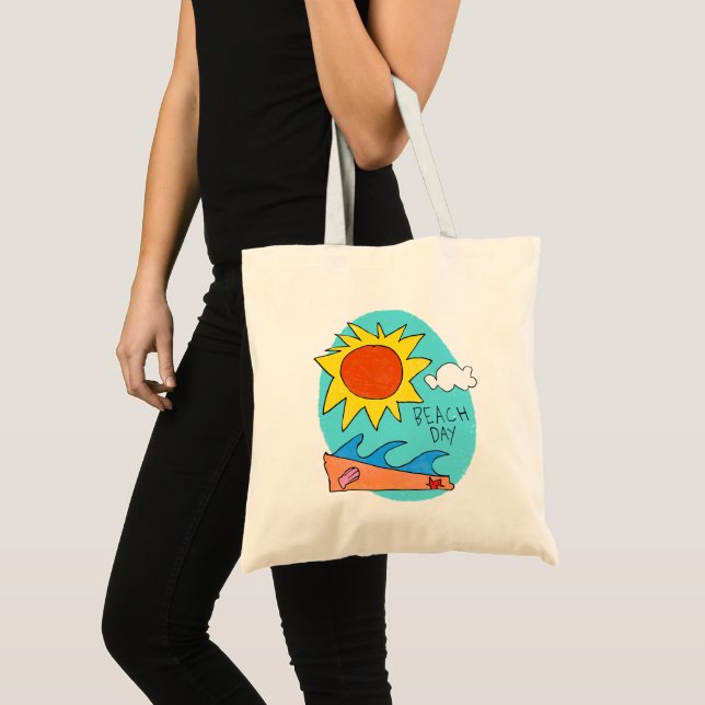"Beach Day" Budget Tote Bag Tygkasse (Framsida (produkt))