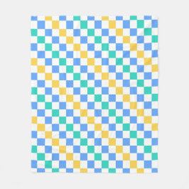Beach day diagonal checkerboard pattern fleecefilt