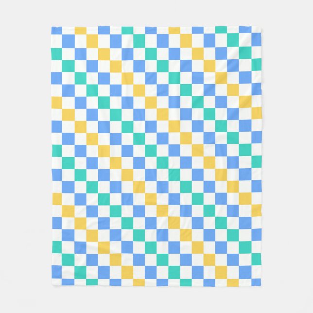 Beach day diagonal checkerboard pattern fleecefilt (Framsidan)