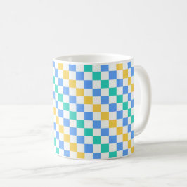 Beach day diagonal checkerboard pattern kaffemugg