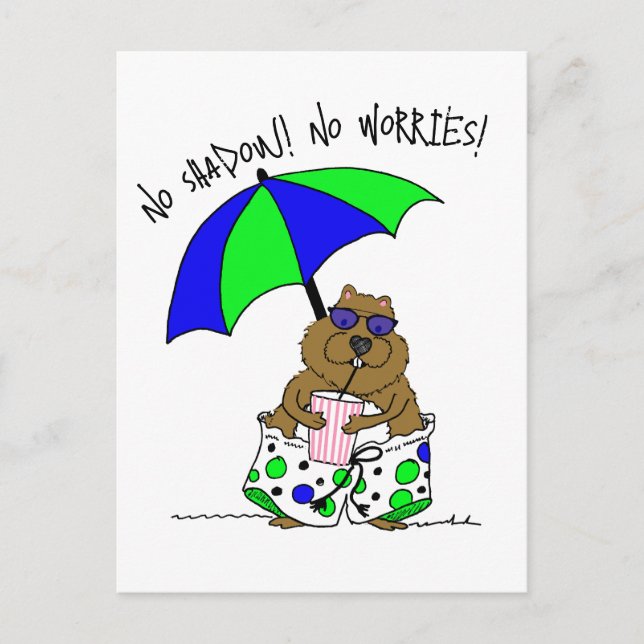 Beach Day Groundhog Helg Vykort (Framsida)