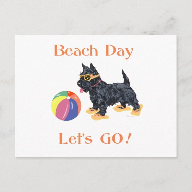Beach Day Scottie Hund Vykort (Framsida)
