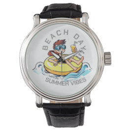 Beach Day Tecknade figurer på uppblåsbara Ring Armbandsur