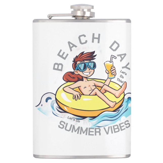 Beach Day Tecknade figurer på uppblåsbara Ring Fickplunta (Framsidan)