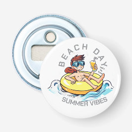 Beach Day Tecknade figurer på uppblåsbara Ring Flasköppnare