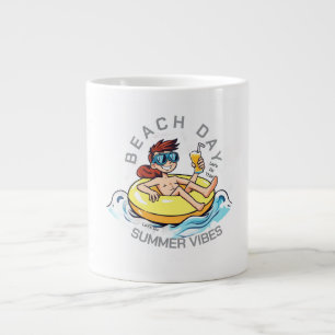 Beach Day Tecknade figurer på uppblåsbara Ring Jumbo Mugg