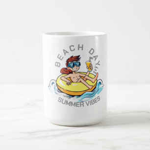 Beach Day Tecknade figurer på uppblåsbara Ring Kaffemugg