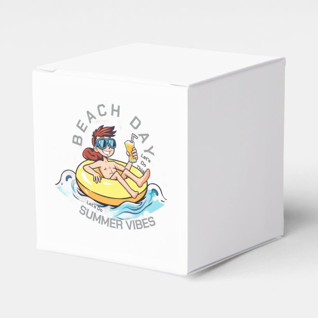 Beach Day Tecknade figurer på uppblåsbara Ring Presentaskar (Framsidan Sidan)
