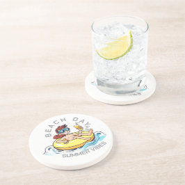 Beach Day Tecknade figurer på uppblåsbara Ring Underlägg