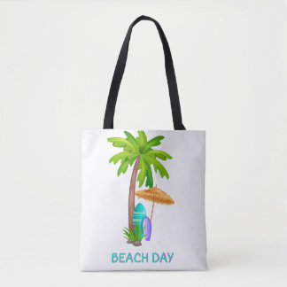 Beach Day Tote Bag Handflatan Träd sommarresa Tygkasse