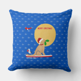 Beach Day Whales Surfing Golden Santa Dekorativ ku Kudde