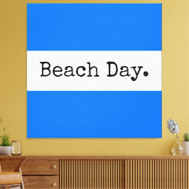 BEACH DAY Wide Bright Blue White Summer Rand Canvastryck