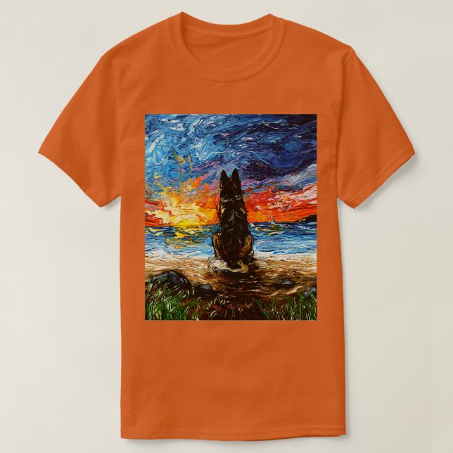 Beach Days German Shepherd T Shirt (Design framsida)