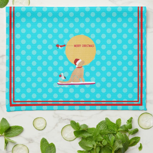 Beach Days Golden jul Aqua Kitchen Towel Kökshandduk (Vikta)