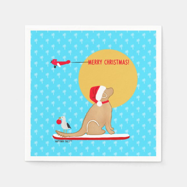 Beach Days Golden jul Aqua Napkins Pappersservett (Framsidan)