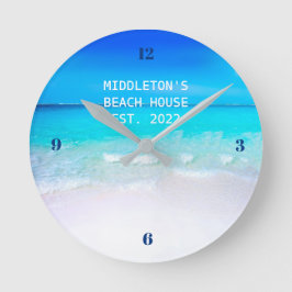 Beach Decor Sea Ocean Blue Summer Sol Rund Klocka