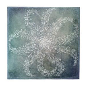 Beach Decor Sea Star Blue Watercolor Teal Indigo Kakelplatta