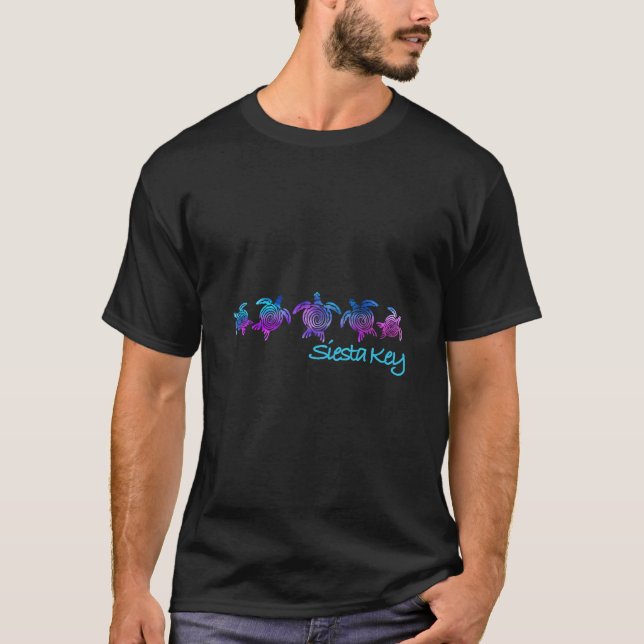 Beach Design Tribal Turtle Gift med Siesta Nyckel T Shirt (Framsida)