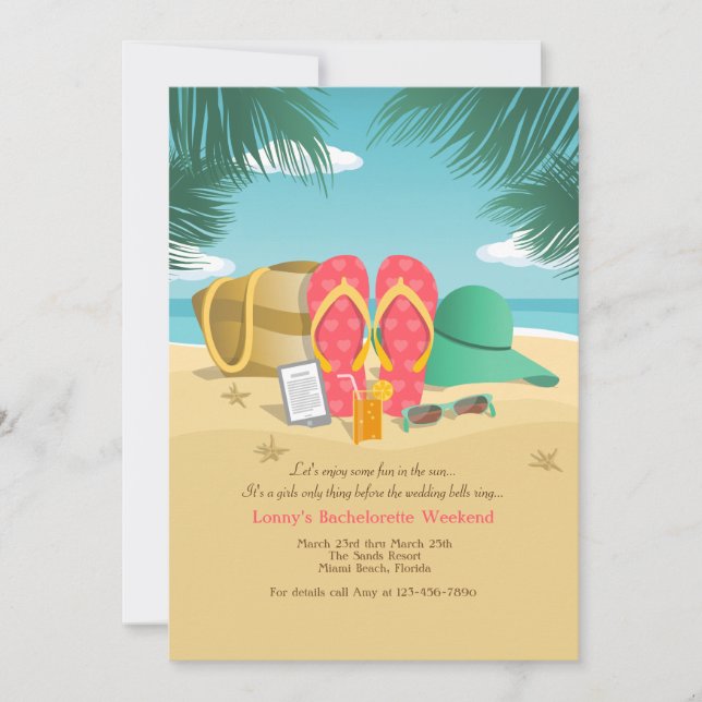 Beach Destination Bachelorette Party-inbjudningar Inbjudningar (Framsida)