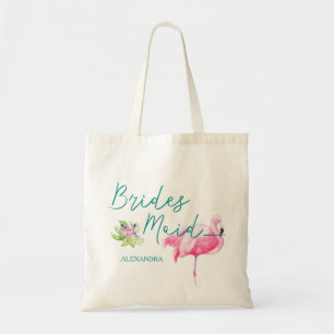 Beach destination flamingo bröllop bridesmaid tygkasse