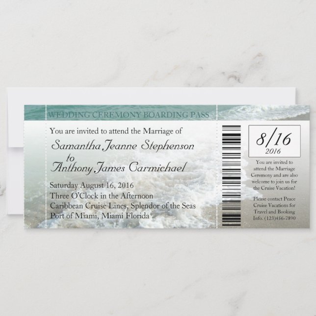 Beach Destination Wedding Biljett-inbjudan Inbjudningar (Framsida)
