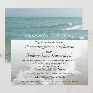 Beach Destination Wedding bjudande, Aqua Surfa Inbjudningar