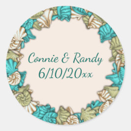 Beach Destination Wedding-etikett Runt Klistermärke