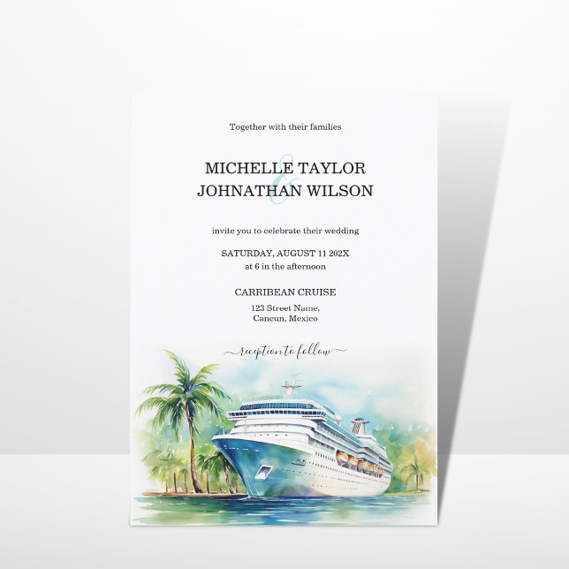 Beach Destination Wedding Handflatan Träd Inbjudningar (Skapare uppladdad)