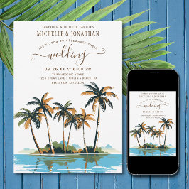 Beach Destination Wedding i Tropical Handflatan Tr Inbjudningar