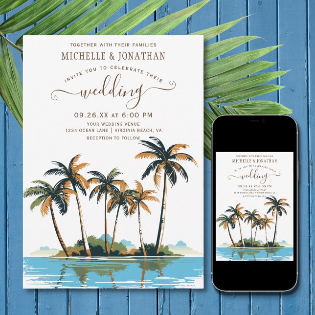 Beach Destination Wedding i Tropical Handflatan Tr Inbjudningar (Skapare uppladdad)