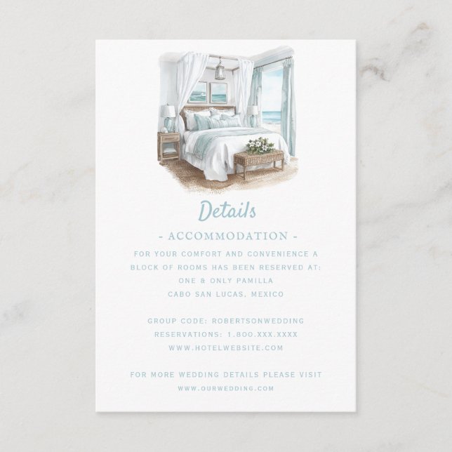 Beach Destination Wedding | Information Tilläggskort (Framsida)