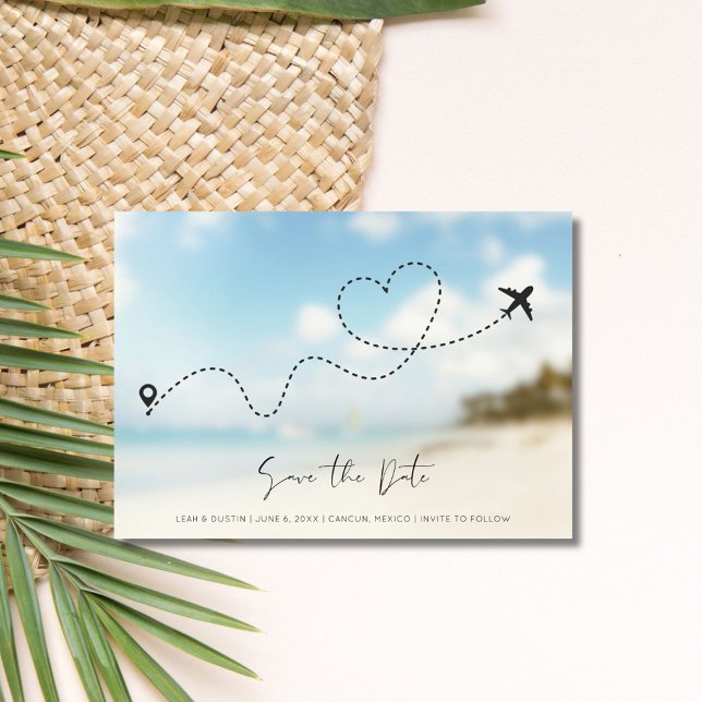 Beach Destination Wedding Photo Save Date Spara Datumet (Beach Destination Wedding Photo Save the Date)