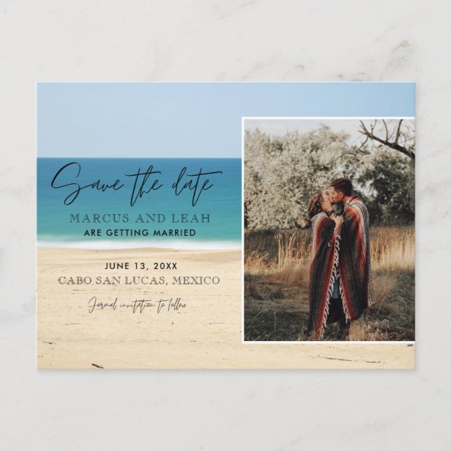 Beach Destination Wedding Photo Save Date Vykort (Framsida)