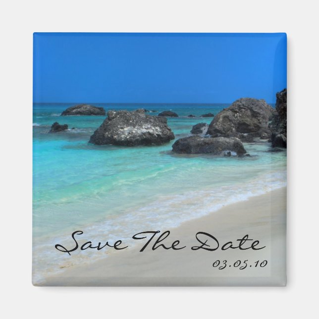 Beach Destination Wedding Spara datum magneter (Framsidan)