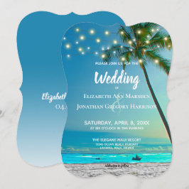 Beach Destination Wedding String Ljus Handflatan Inbjudningar