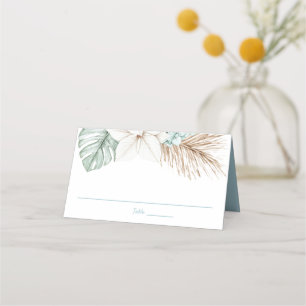 Beach Destination Wedding Tropiska Löv Placeringskort