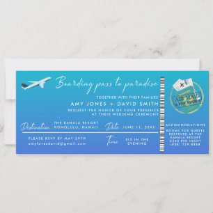 Beach Destinations-bröllop-boardingpass Inbjudningar