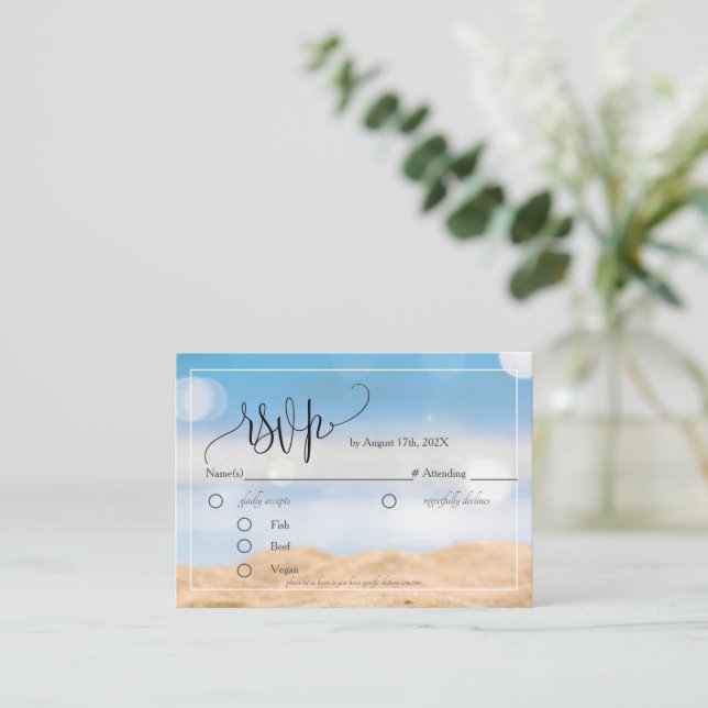 Beach Destinations RSVP-kort bifogat kort (Stående Fram)