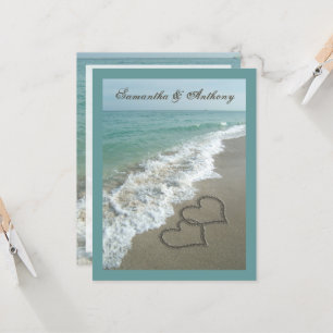 Beach Destinations Sand Hearts Medium Storlek Inbjudningar
