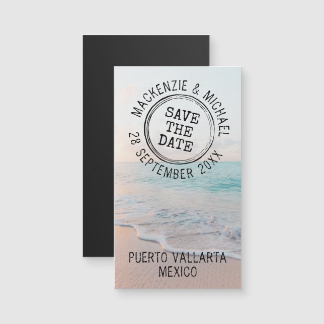 Beach Destinations Wedding Frimärke Mini Magnet (Fram/baksida)