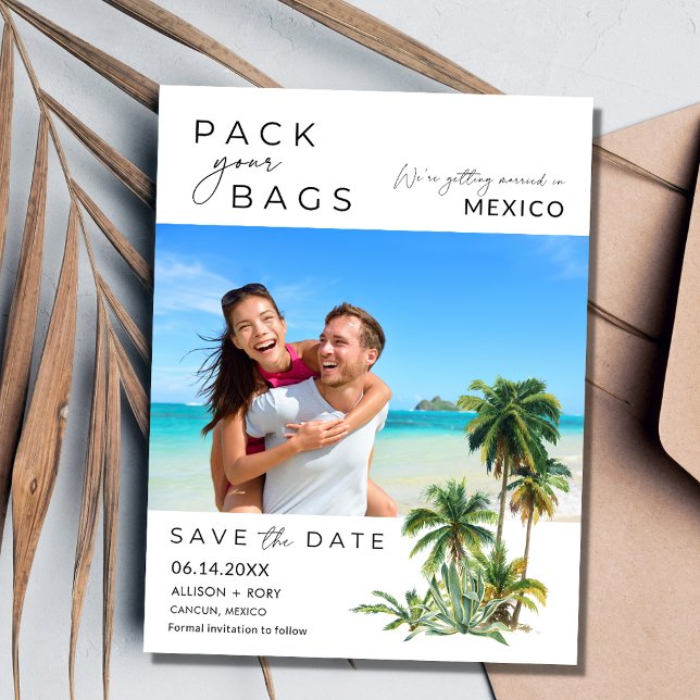 Beach Destinationsbröllop Spara datum Vykort (Beach Destination Wedding Save the Date Postcard)