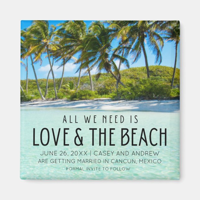 Beach Destinationsbröllopsdatum Spara Magnet (Framsidan)