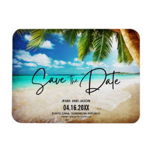 Beach Destinationsbröllopsfoto Spara datum Magnet