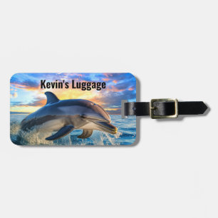 Beach Dolphin Monogram Luggage Taggs Bagagebricka