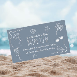 Beach Doodle Share a Recipe Bridal Shower  Tilläggskort