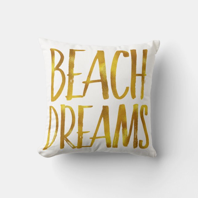 Beach Dreams Gold Foil Coastal Quote Kudde (Framsida)