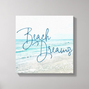 Beach Dreams Inspirational Quote Retro Ocean Våga Canvastryck